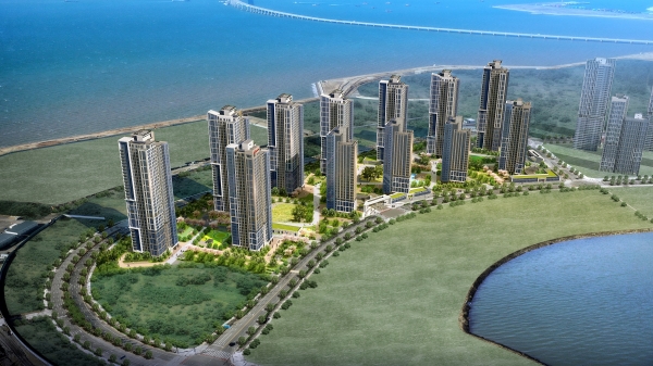 ▲힐스테이트 레이크 송도 4차 주경조감도/제공=현대건설