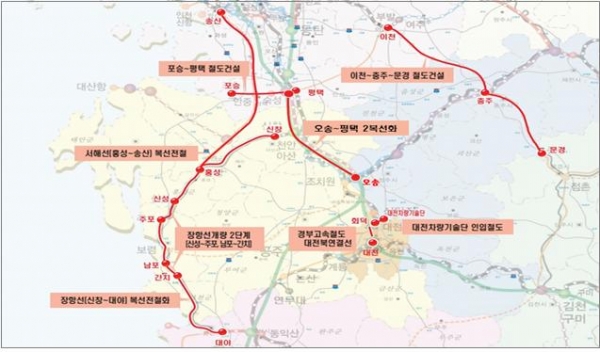 △충청권 관내 건설사업 현황/제공=국가철도공단
