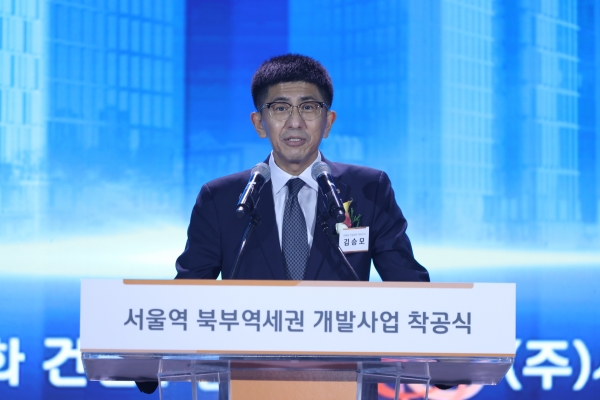 김승모 한화 건설부문 대표이사가 기념사를 하고 있다./사진=㈜한화 건설부문 제공