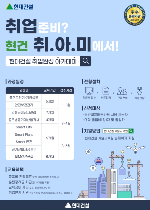 현대건설 기술교육원 교육생 모집 포스터/제공=현대건설 기술교육원