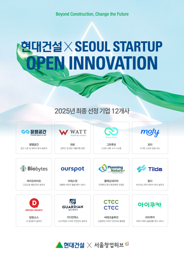 ‘2025 현대건설 x Seoul Startup Open Innovation’ 선발 업체 이미지/제공=현대건설